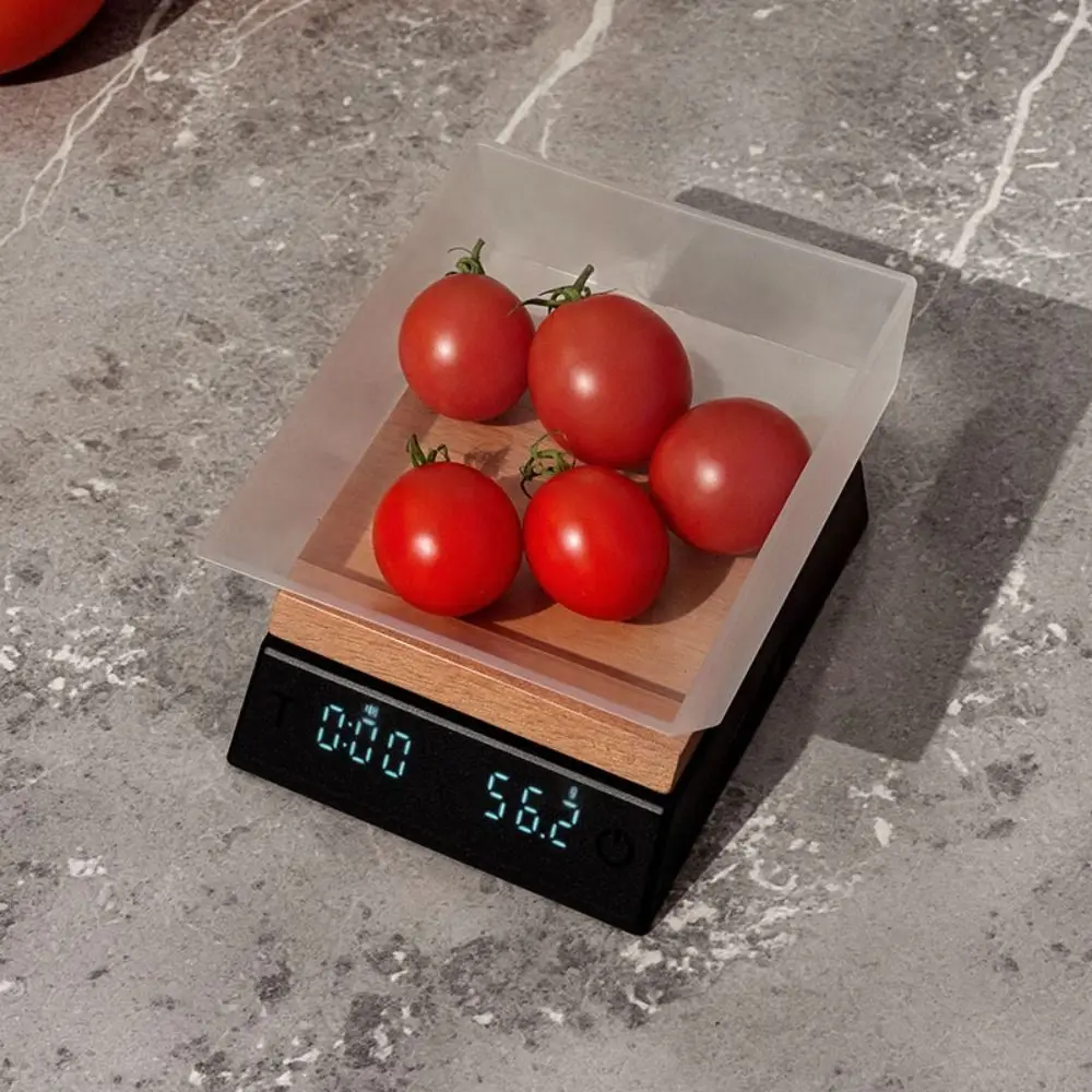 Walnut Wood Mini Wooden Tea Scale LED Portable Electronic Tea Scale Accurate Type-c Wooden Tea Balance Delicates Portioning