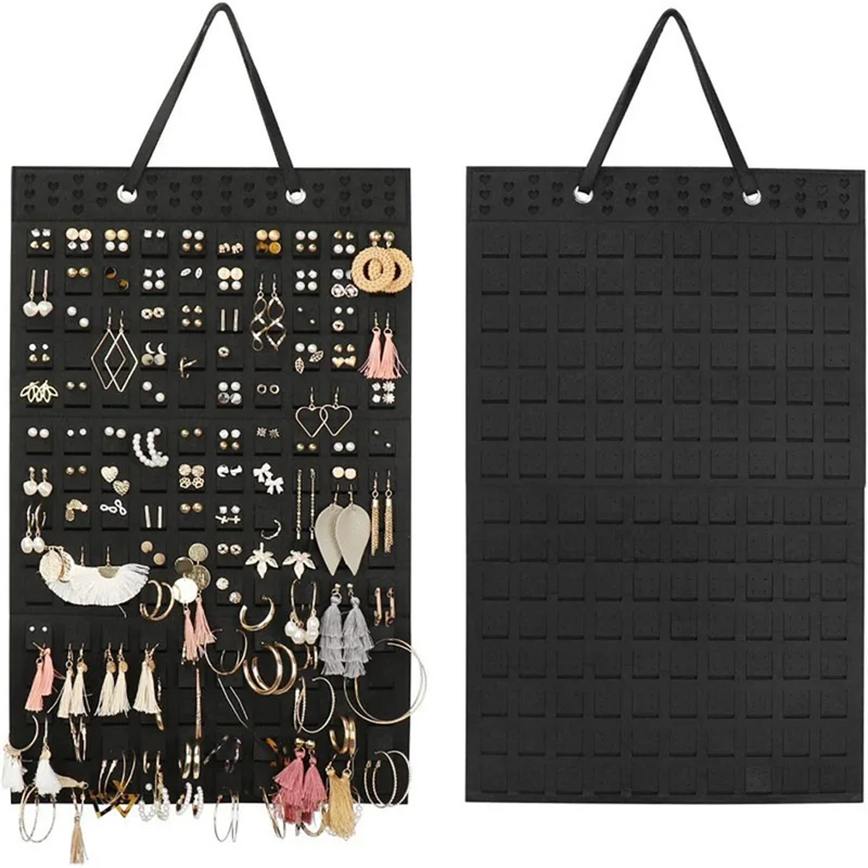 ABQR Hanging Jewellery Organiser, Foldable Hanging Earring Holder, Holds Up to 300 Pairs for Girls and Women, Beige