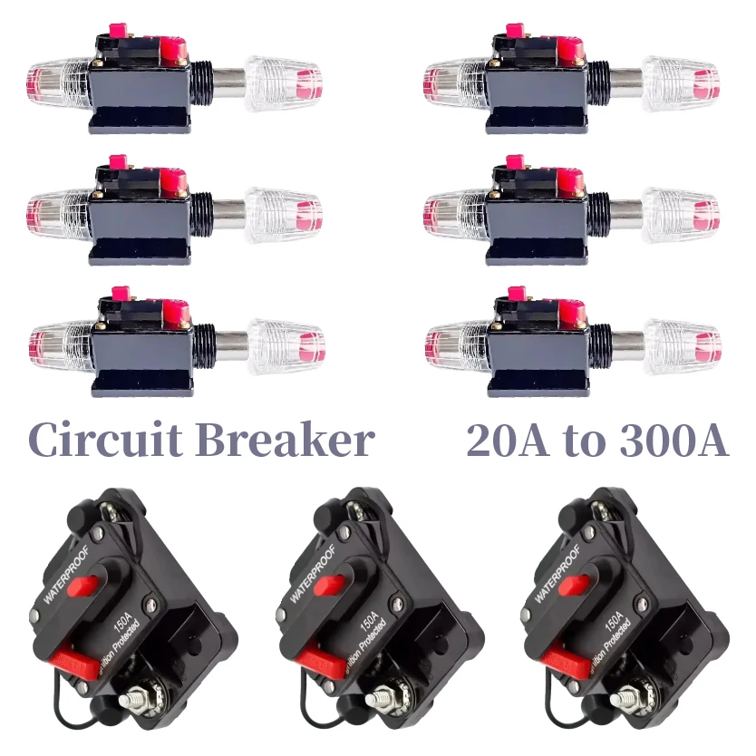 20A To 300A 12V-48V Waterproof Breaker Power Fuse with Manual Reset