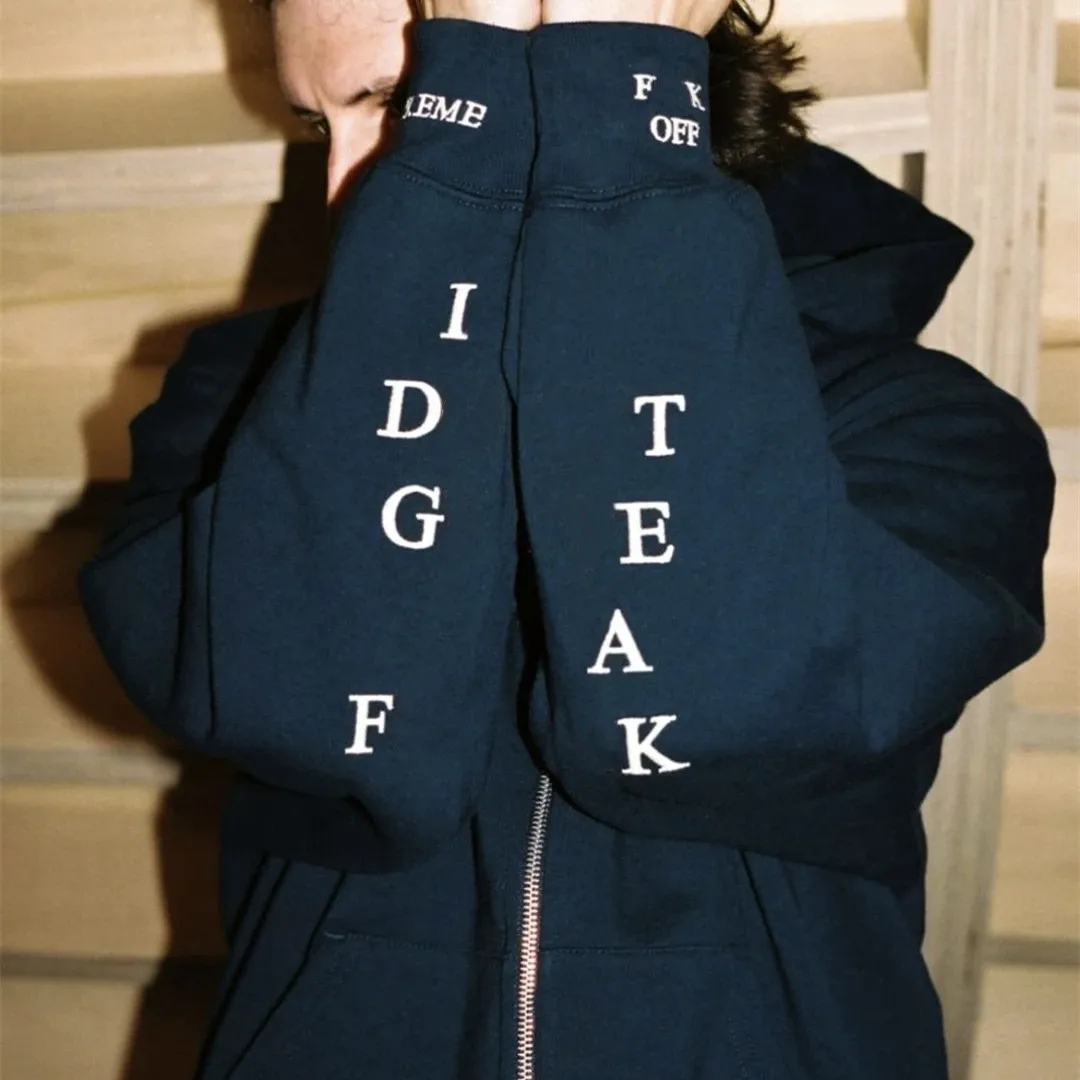 

High Quali Zip up Hooded Men's Sweatirt with Letter Logo Embroidery And Zipper Cuff Casual Breathable And Warm Cotton Fabric