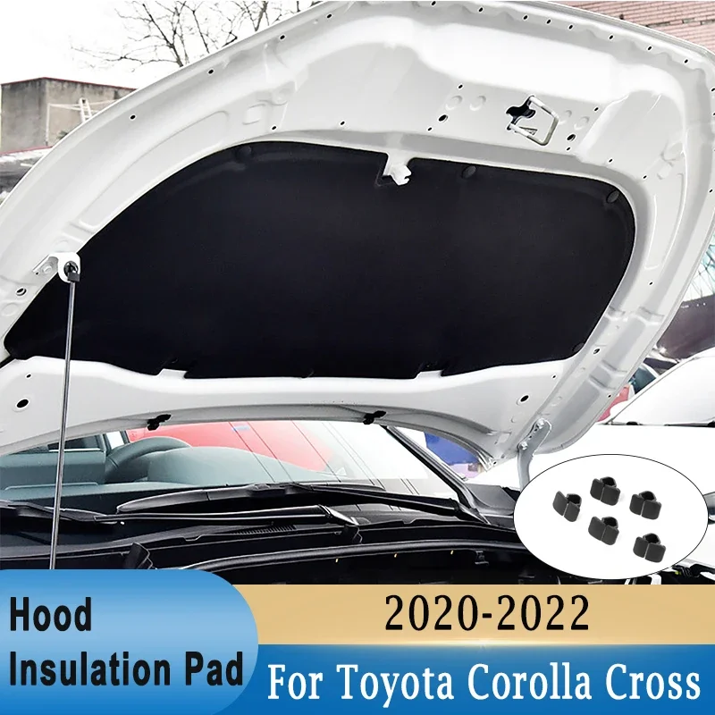 Car Front Engine Hood Heat Insulation Cotton Pad Aluminum Foil / Foam Material Mat Cover For Toyota Corolla Cross 2020-2022