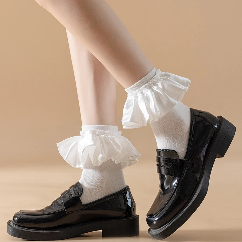 Game Genshin Impact Furina Cosplay Accessories Stocking White Ruff Socks Lolita JK Uniform Focalors Role Play Halloween Carnival