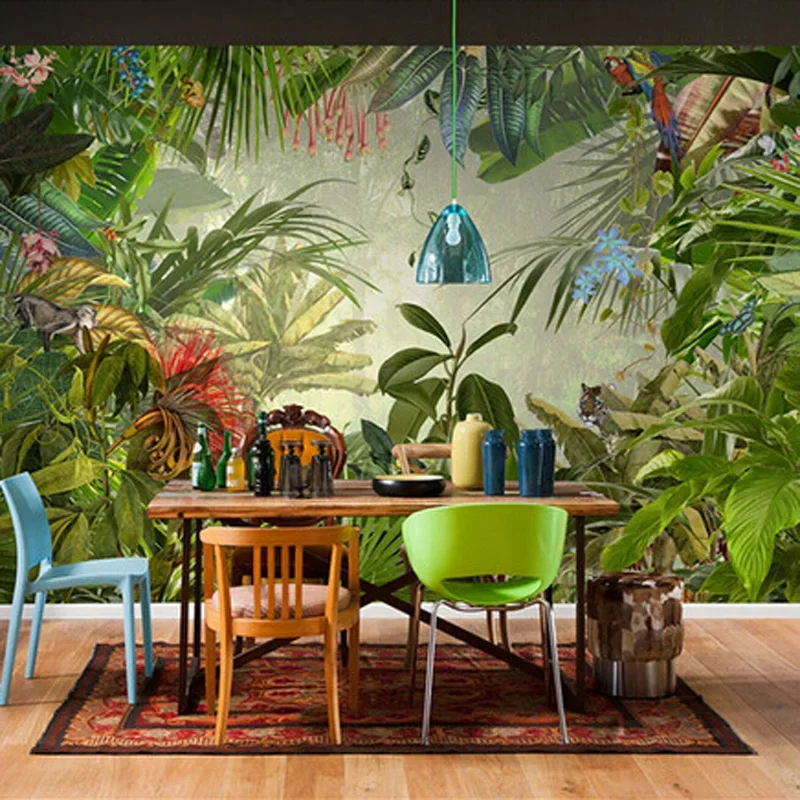 Custom 3D Stereo Tropical Rainforest Banana Leaf Photo Wallpaper Background Wallpaper Mural Painting Fresco Dining Room TV Mural