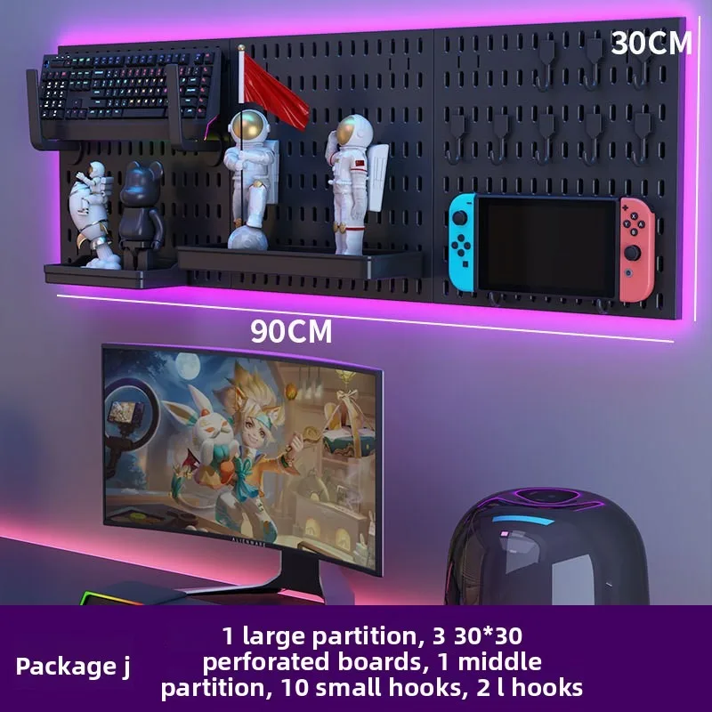 Non Drill Wall Mounted Storage Pegboard Multi Scene Diy Wall Display Board Kitchen Office Gaming Style Wall Storage Board view 6