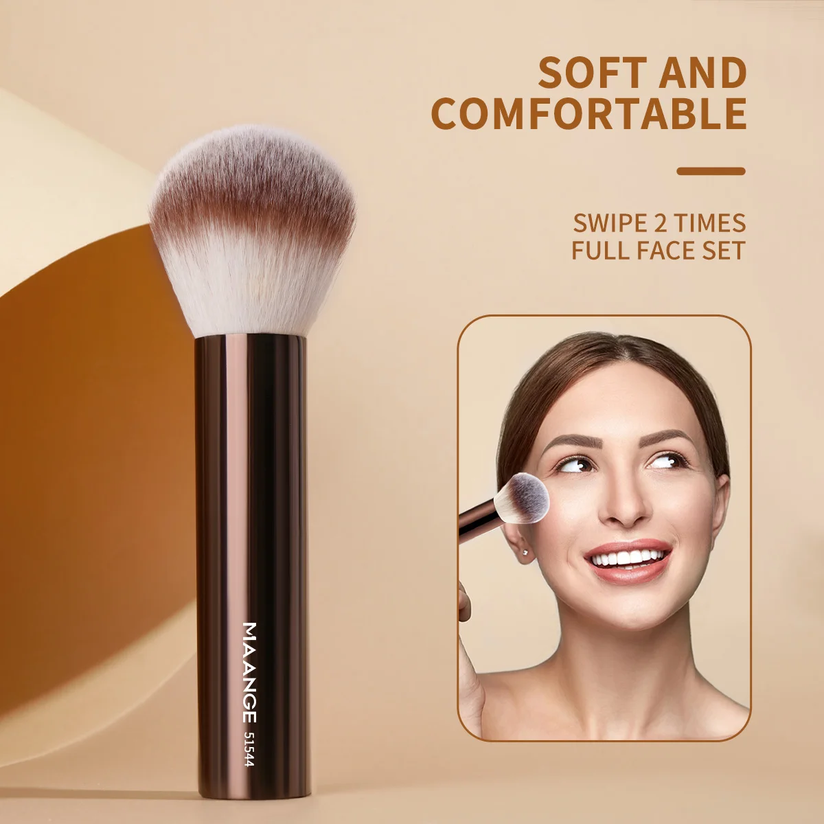 MAANGE 1PCS Flat Top Foudation Makeup Brush Soft Fluffy Bristles Contour Powder Blush Blending Portable Travel Brush Beauty Tool