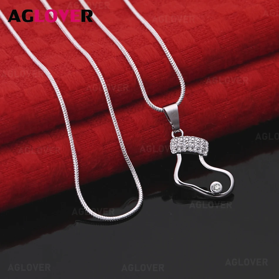 

AGLOVER 925 Sterling Silver Heart-Shaped Zircon Pendant Necklace Women's Retro Personality Accessories Gift Jewelry