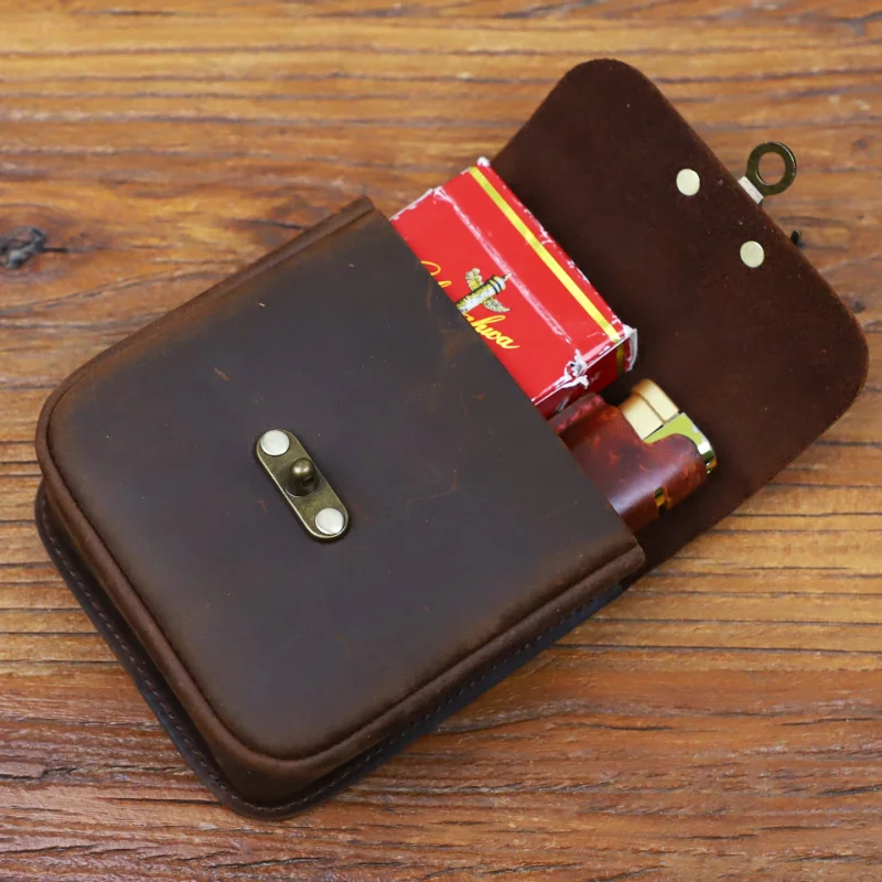 

Vintage Crazy Horse Skin Men'S Waist Pack Men Top Layer Cowhide Travel Wear Belt Waist Bags Male Small Belt Pouch Coin Purse