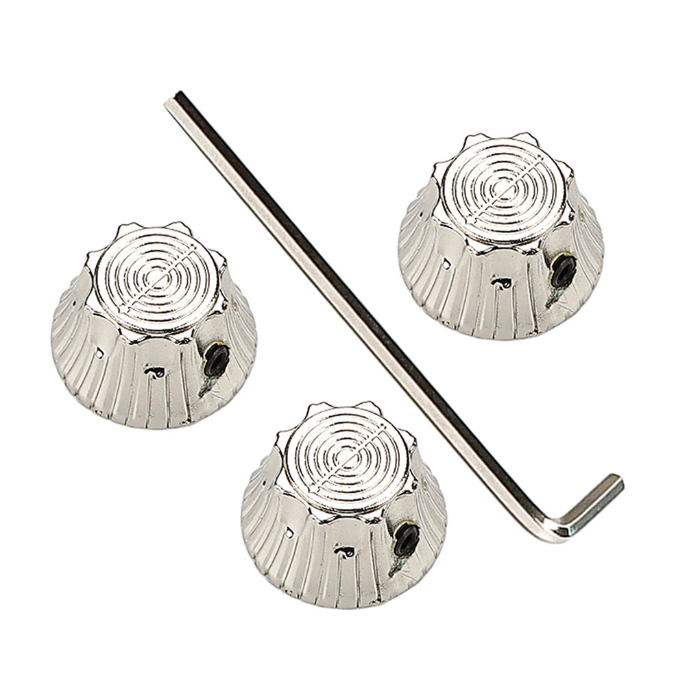 

4pcs Metal Guitar Knobs Sunflower Design Durable Replacement For Electric Bass Jazz Guitars Volume Tone Control Buttons