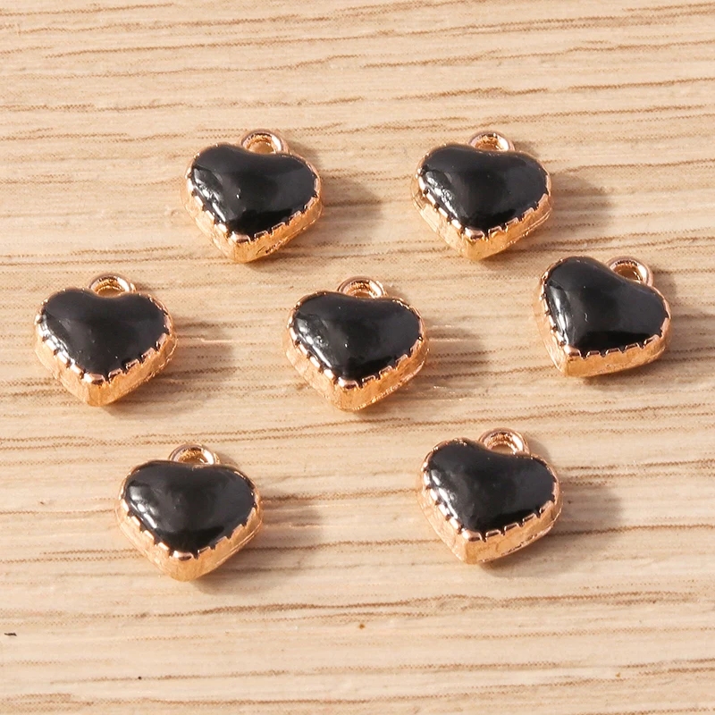 30 Stück 7x8mm Niedliche Mini-Emaille-Herzanhänger für Schmuckherstellung, Ohrringe, Halsketten, Armbänder, DIY-Bastelbedarf – Detail 8