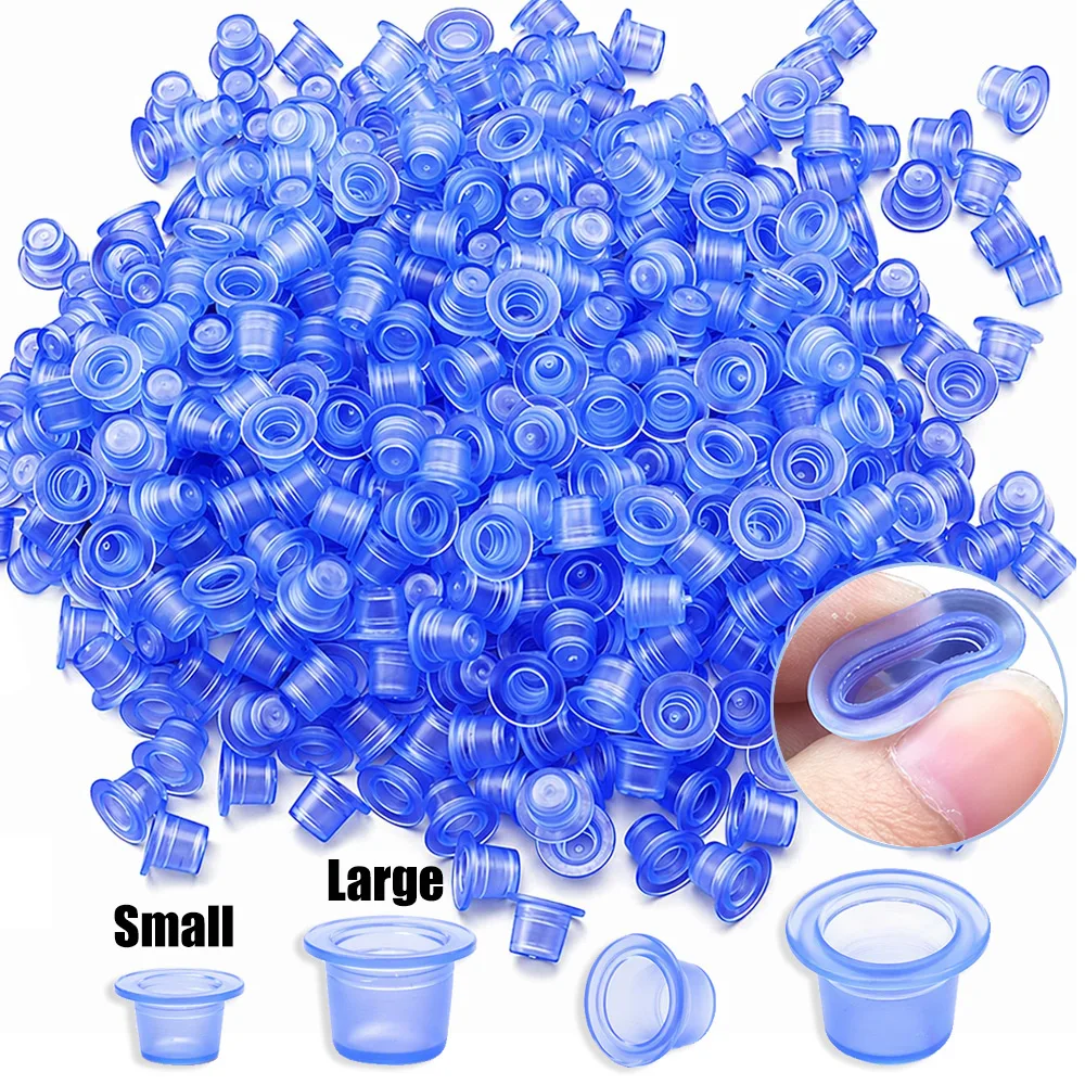 1000/500/300/100Pcs Silicone Tattoo Ink Cups Blue Tattoo Holder Caps Pigment Container Caps S/L Size for Permanent Makeup Tools