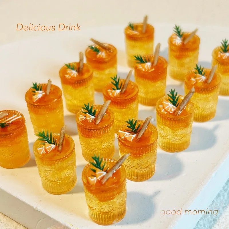 Dollhouse Mini Orange C Lemon Tea Drinks Summer Drinks 1/12 Miniature Ornaments Toy Models Doll Accessories Home Decor Crafts