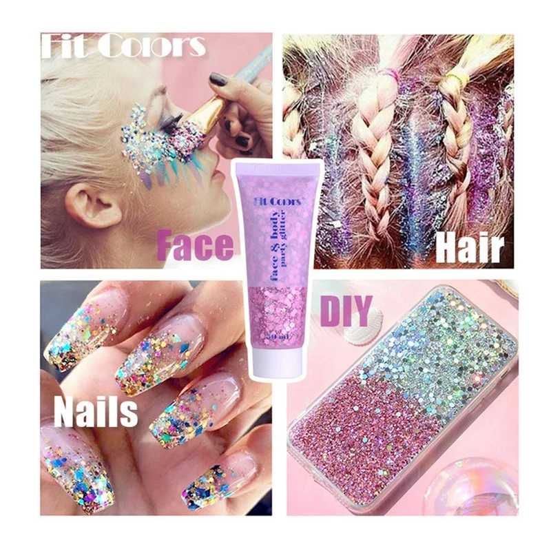 Fit Kleuren Pailletten Gel Glitter Schaal Gezicht Lip Oogschaduw Oog Sprankelend Haar Glinsterende Gel Flash Pailletten Feestdecoratie Make-Up