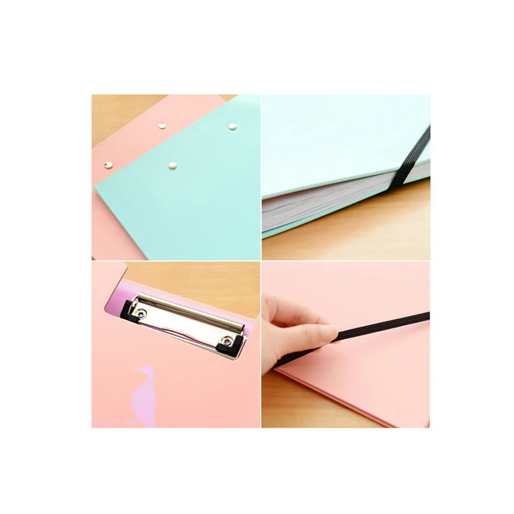 

A4 File Holder Stainless Steel Clips Stretch Band Document Organizer Folder For Office School Data Clipboard