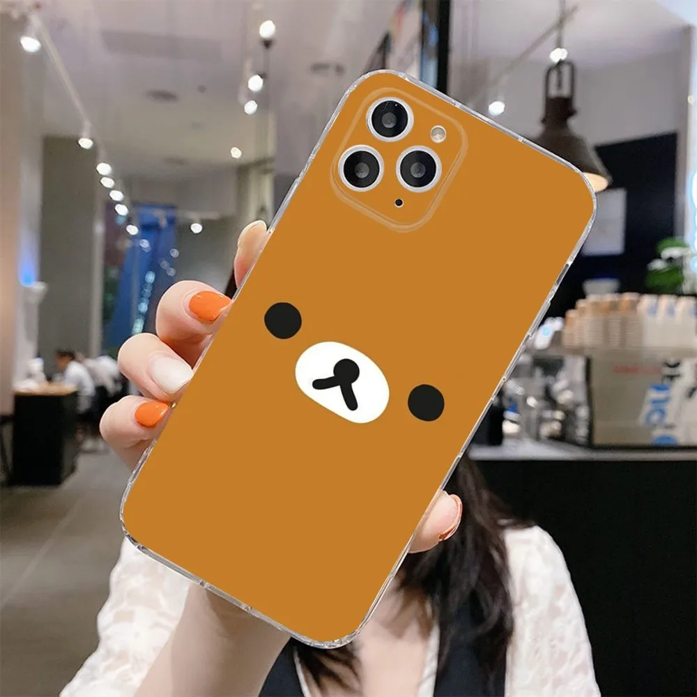 Cute R-Rilakkuma bear  Phone Case For IPhone 12,13,Mini,11,15,Pro,MAX,XR,XS,7,X,SE,8,14Plus Clear Soft Cover Fundas