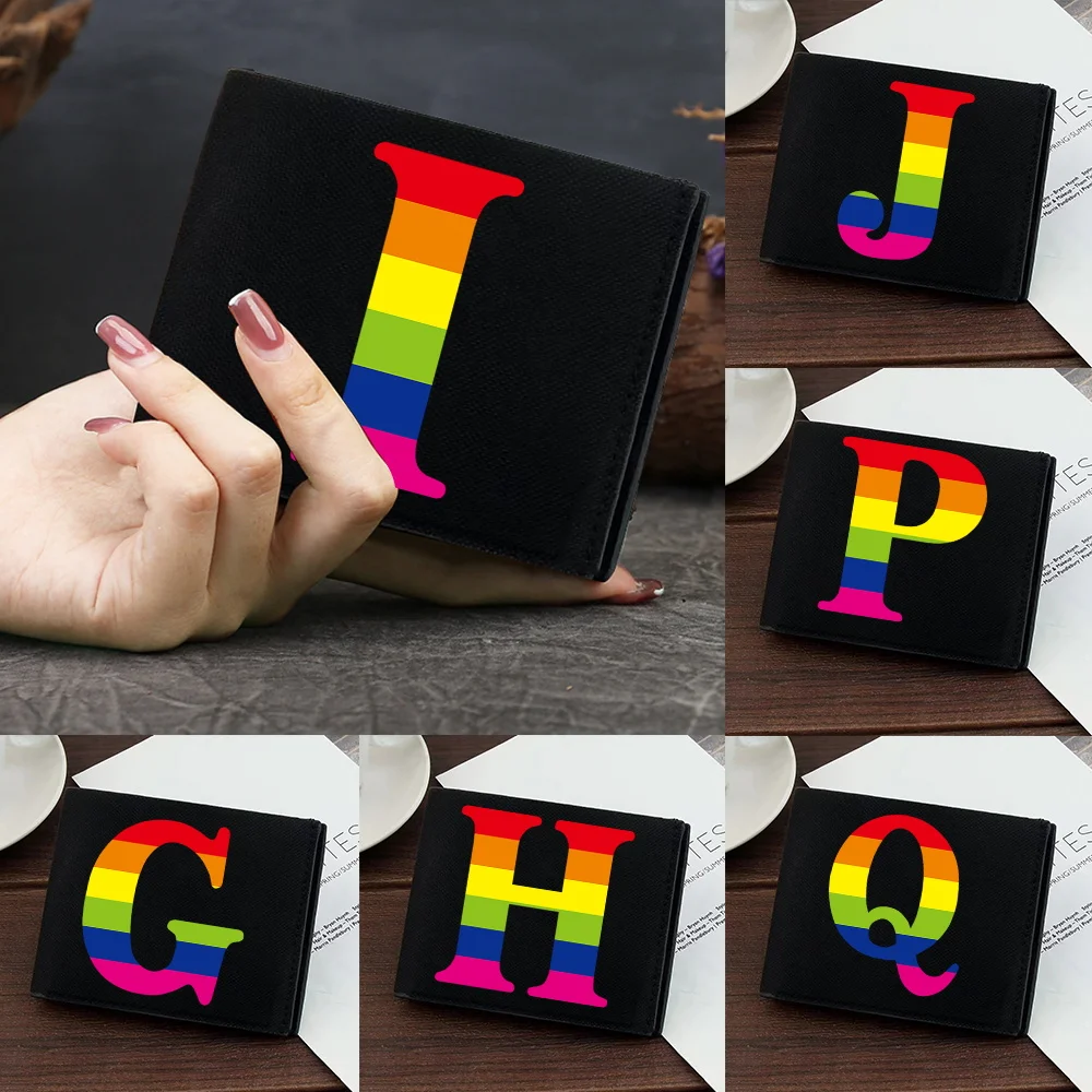 

Wallet Men Women Card Clips Purses Coin Pocket Rainbow Printing Series Black Pocketbook Credit Case Bag Bank Card Storage