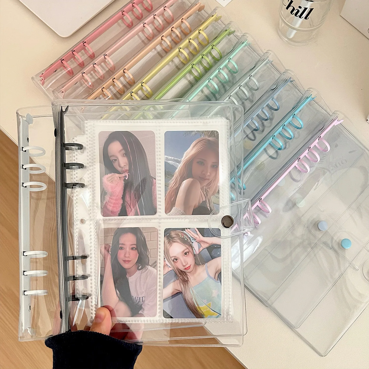 A5 PVC Transparent Round Ring Binder Binding Cover for Korean Idol Photocards Photo Organizer