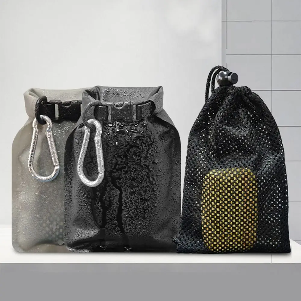 

Portable Soap Bar Case Foldable Double Pocket Sealed Soap Holder Mesh Drawstring Bags Dry-wet Separation Travel Soap Bar Bag