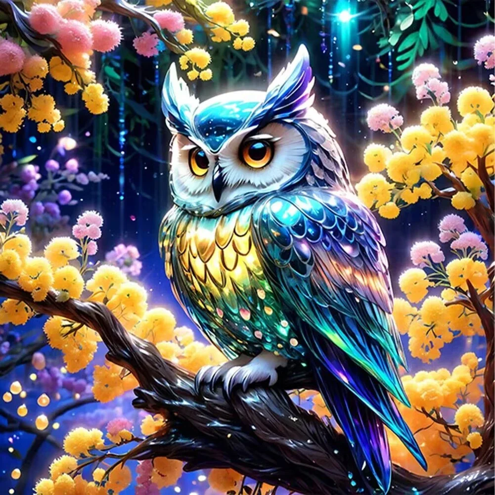 Sunature AB Diamond Painting Art Full Square Round Drills Owl Diamond Painting Kits (5-10 AB Colors)