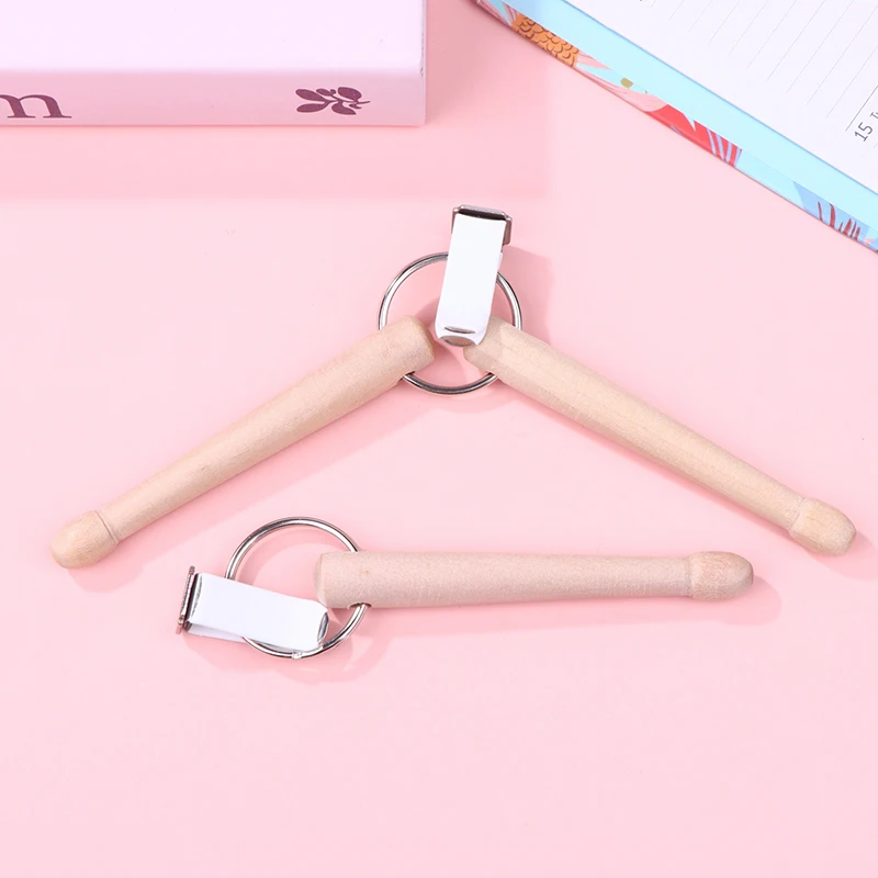 أعواد طبلة صغيرة سلسلة المفاتيح أفخاذ خشبية قرع حلقة رئيسية الإكسسوارات #2
