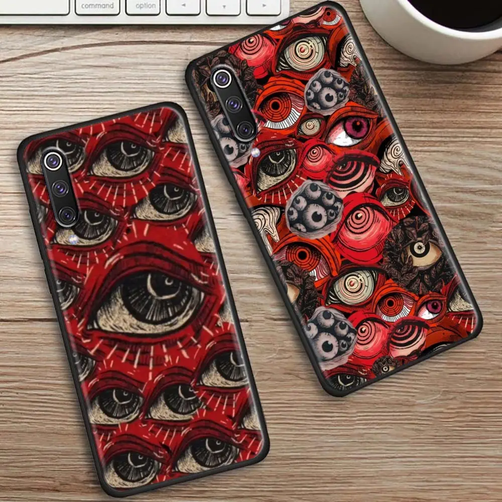 Black Scary Face Eyes Phone Case For Xiaomi 10T 11 12 11T 12T 13 13T POCO X3 X4 X5 M3 M4 M5 M6 F5 F6 PRO 5G Case Funda Capa