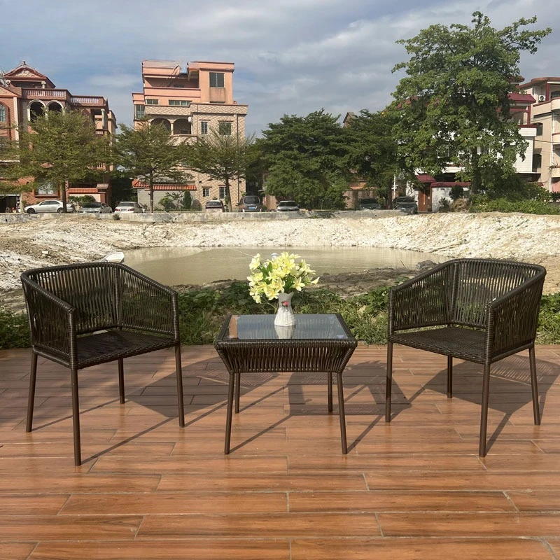 

Outdoor rattan chair three-piece set table and chair courtyard terrace garden outdoor waterproof and sunscreen casual rattan