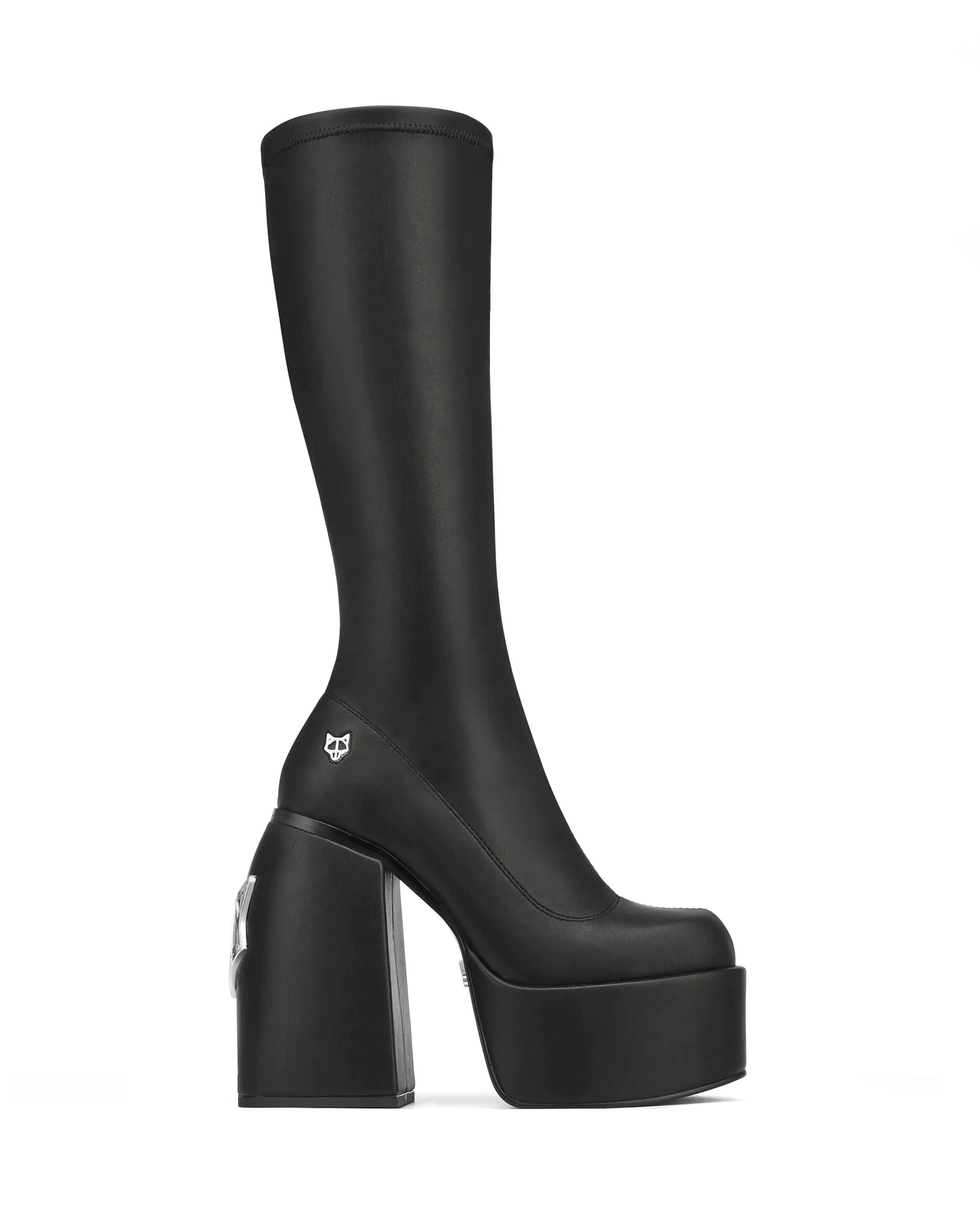 Dames Naakte Schoenen Wolfe Laarzen Spice Black Stretch Kniehoge Laarzen