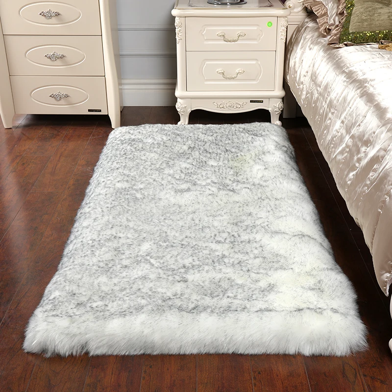 Nordic Long Soft Faux Sheepskin Fur Area Rugs Living Room Bedroom Floor Mat Shaggy Silky Plush Carpet Faux Fur Rug Decor Mats view 2
