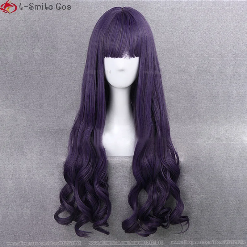 Anime Sakura Cosplay Tomoyo Daidouji Cosplay Wig Women Dark Purple Long Cruly Wigs Heat Resistant Synthetic Hair + Wig Cap