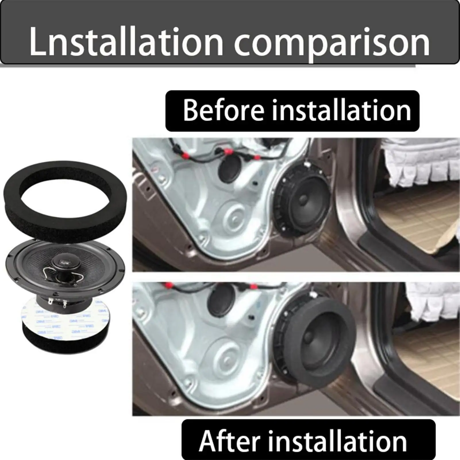 Car Speaker Foam Baffles Self Adhesive Car Speaker Ring Foam Baffles Universal Car 6.5 Inch Stereo Audio Speaker Foam Rings Bass