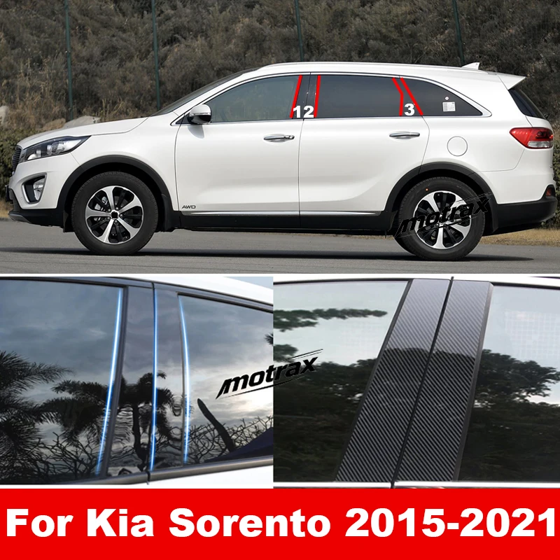 For Kia Sorento UM 2015-2021 Car Pillar Posts Door Window Trim Cover Window Decorative Cover BC Column Sticker Accessories
