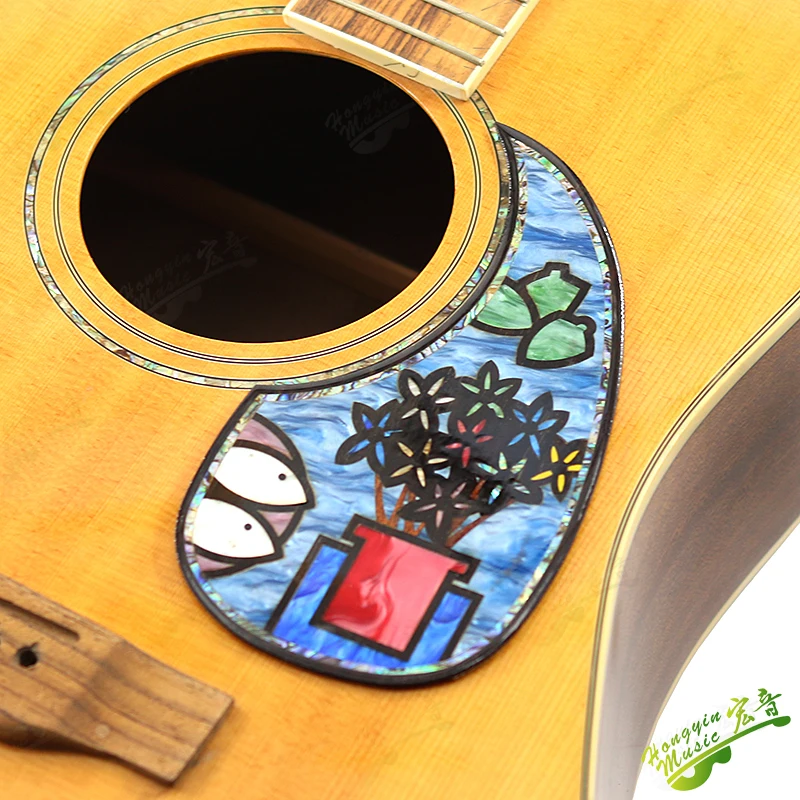 Guitar rose wood sealant board inlaid with true color shell flowerpot peacock potted fish vase accessories stick panel protectio