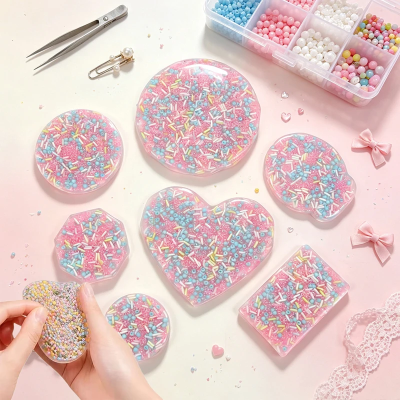 Geometric Fruit Animal Shape Skin Picking Fidget Toys Skin Picking Pocket Pads for Decompression Trichotillomania OCD Color D