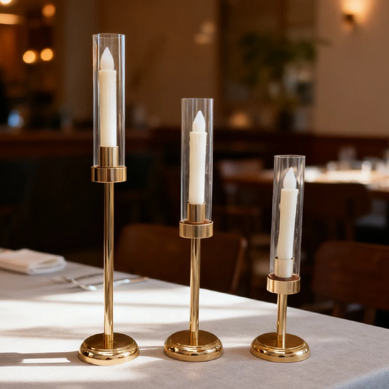 3Pcs/Set Wedding Party Dinning Decorative Candlestick Holders Kit Iron Candlesticks Suit Table Accessories for Restaurant Hotel