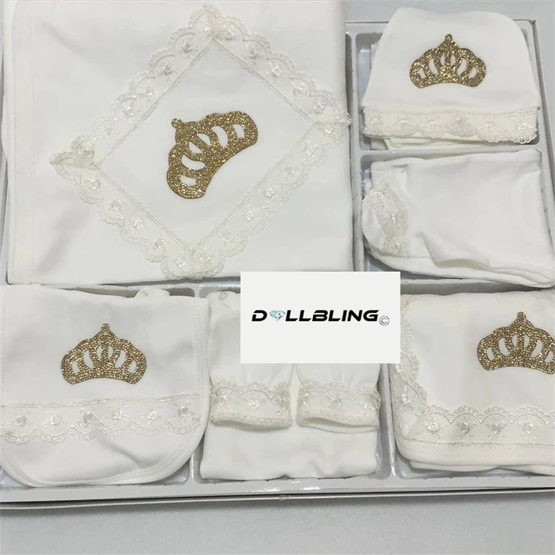 All white 10pcs Newborn Baby Boy Outfits Set Kids Clothing Real Cotton Infant Care Products Body Suit Shirt Pants