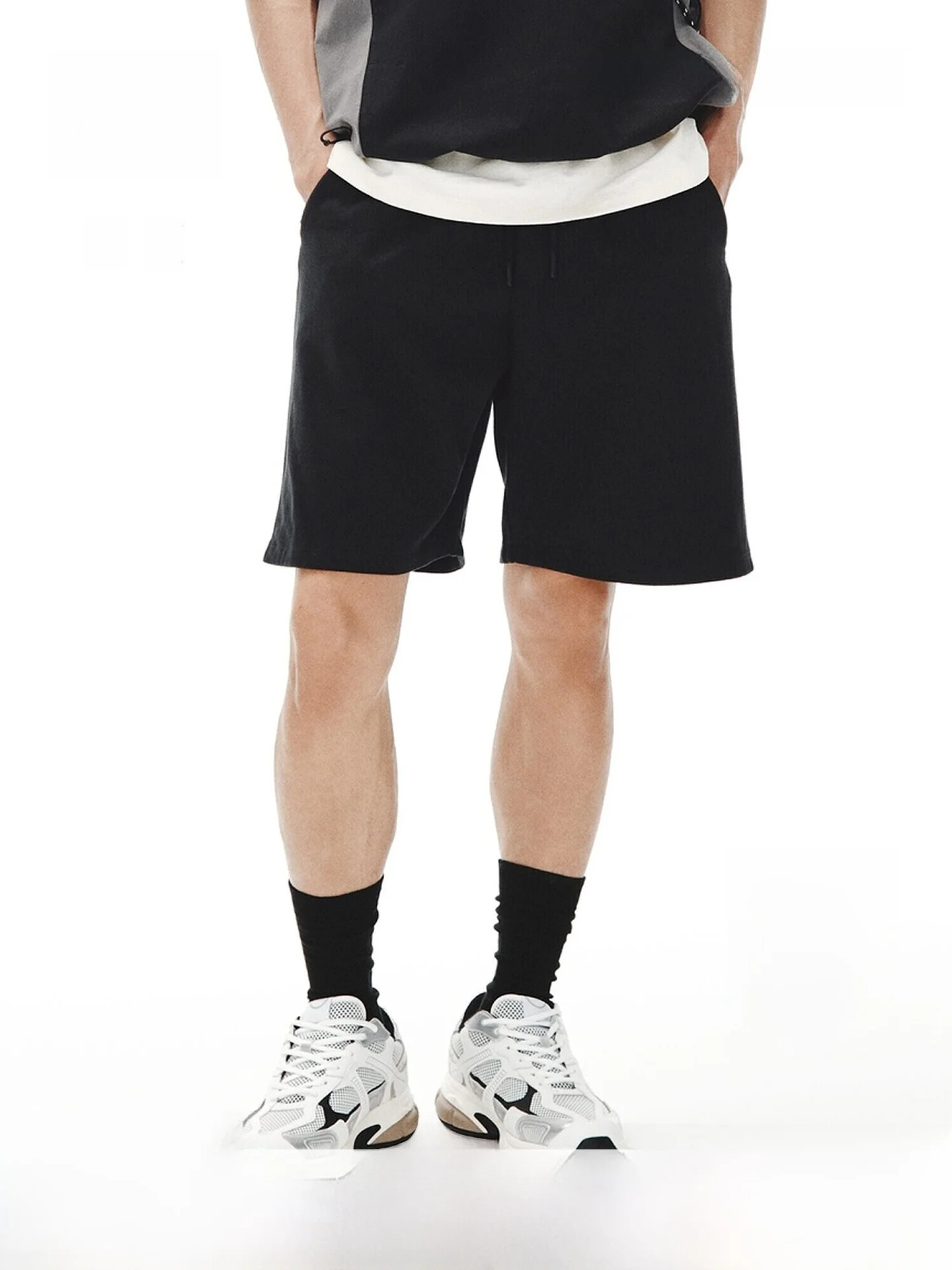 

H&M Men's Casual Fashion Commuter Double-Sided Cloth Short Pants Loose Fit Summer New Arrival Male Shorts Cotton Polyester Blend