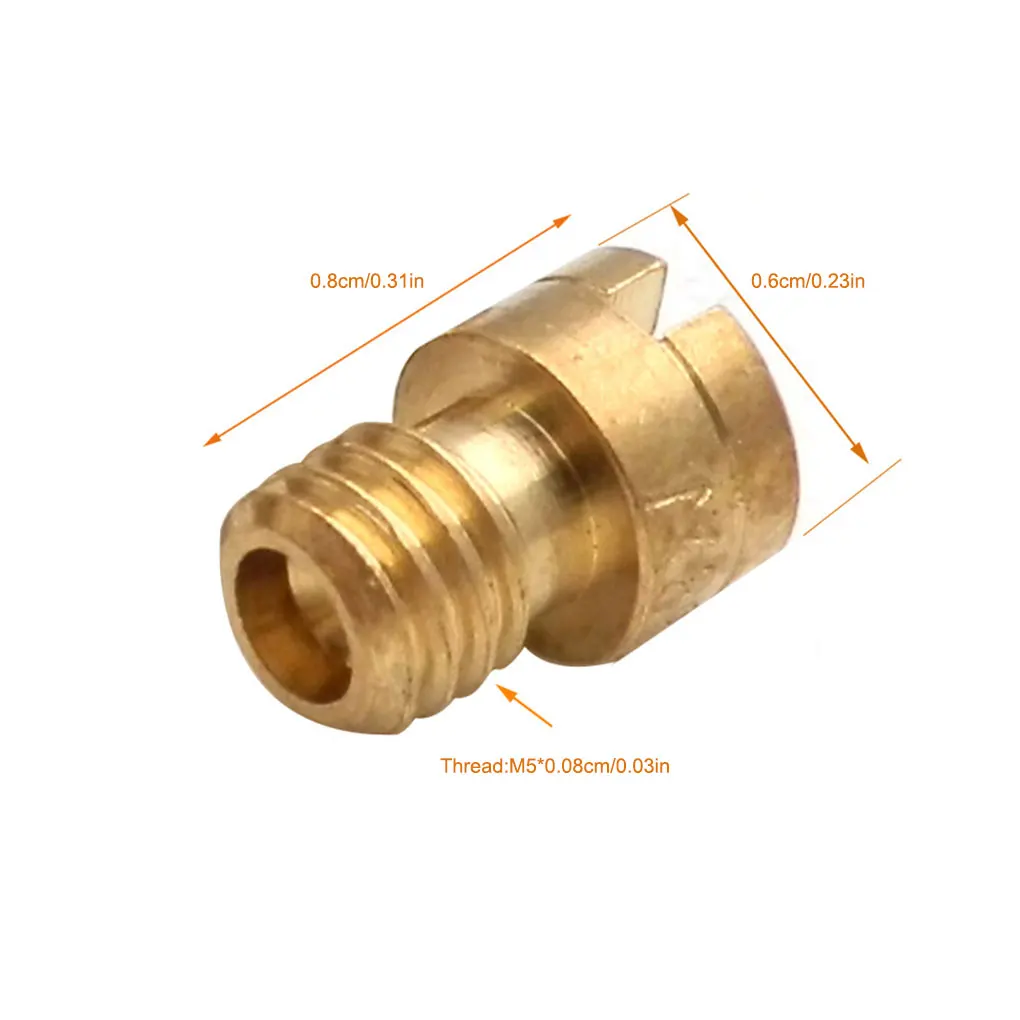 6 Pieces/Set Motorcycle Scooter Carburetor Jets Motorbike Carb Copper Nozzle M5x0.8mm Thread Vehicle Automotive  Type 75-78