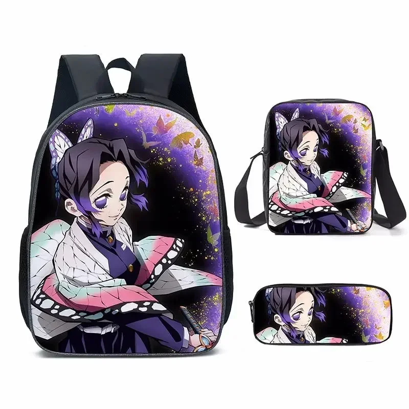 3Pcs Kamado Nezuko Demon Slayer Backpacks Set for Girls Anime School Bag Teenager Student Canvas Laptop Back Pack Women Rucksack