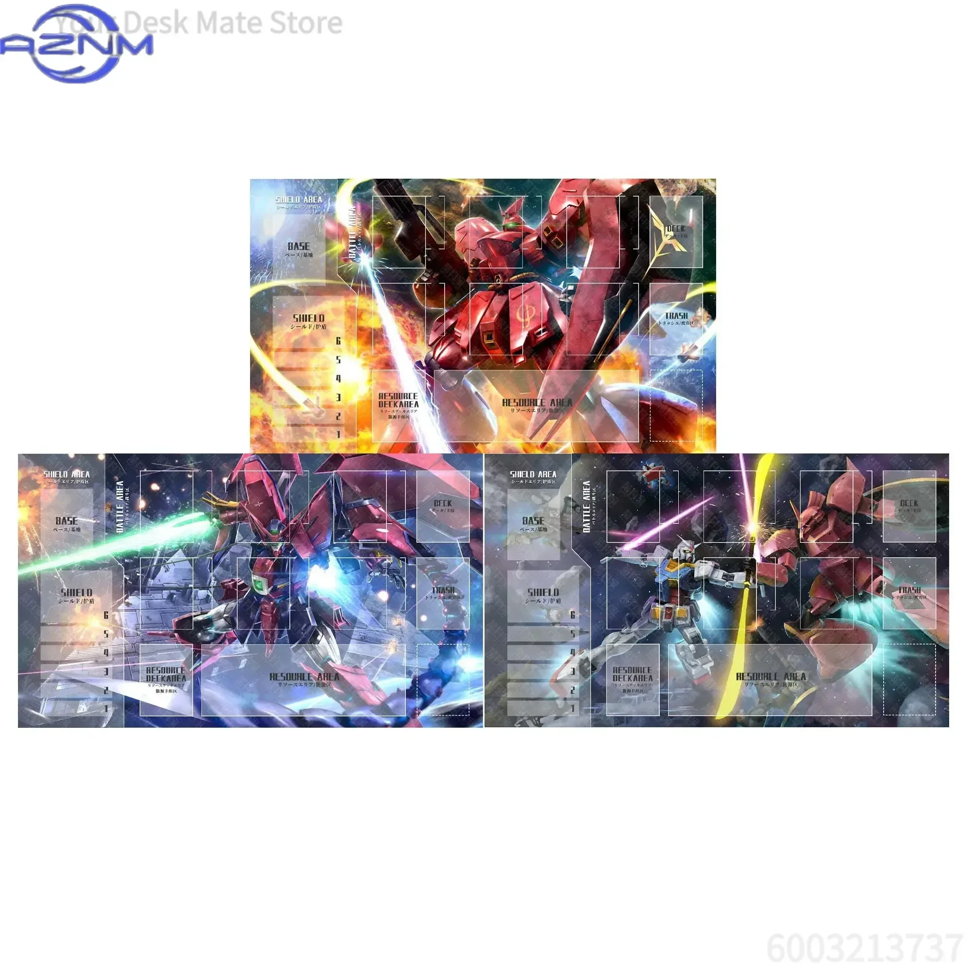 Anime Gundam Series Mecha Mouse pad, Rubber Non Slip Gaming Desk Mat, Space Battle Scene with Card Zones Art Mouse pad for Deskt
