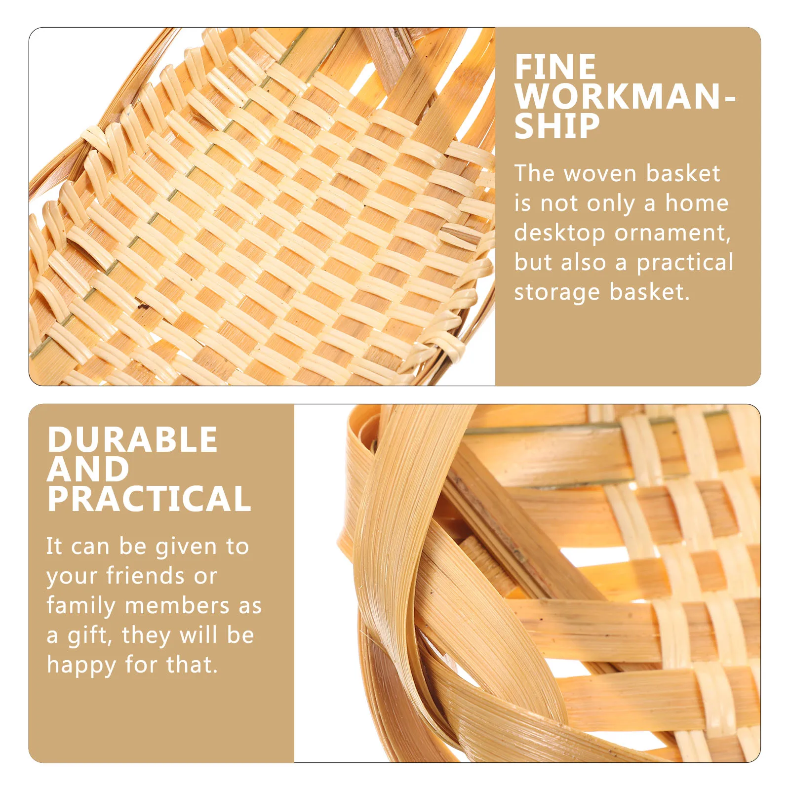 

Bamboo Storage Basket Household Food Shelf ganizer Woven Kitchen Container Multifunctional Practical Rustic Gift Idea Simple