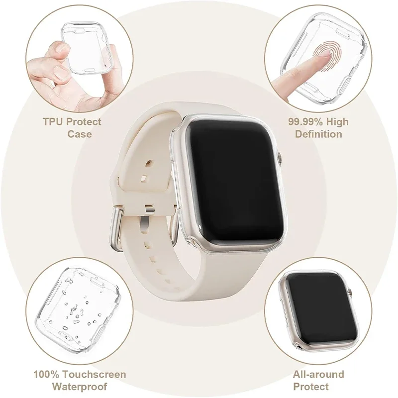 Cover protettiva per schermo per Apple Watch Case 45mm 41mm 44MM 40MM 42mm 38MM copertura paraurti in TPU completa per iWatch Series 9 8 7 SE 6 4 3
