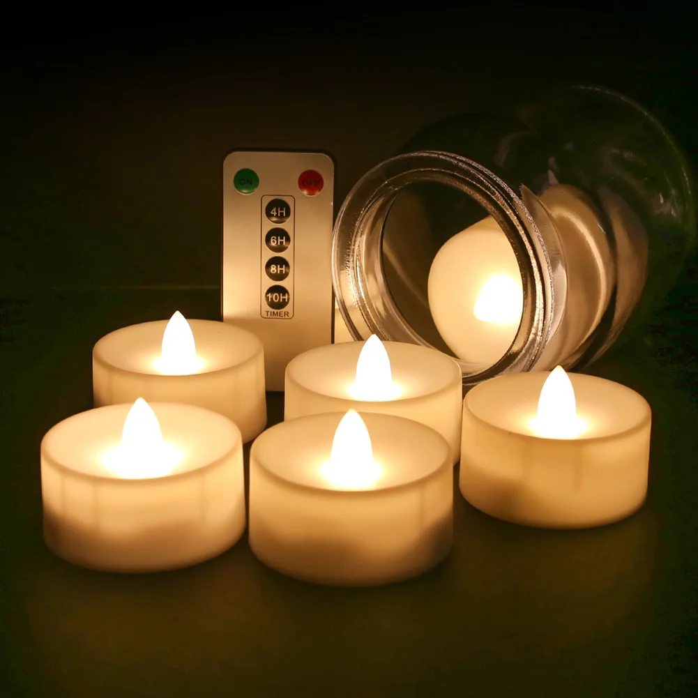 6 Pack Flameless LED Candles with Timer Remote Flickering Tea Lights  Battery Operated Electric Fake Candle for Table Decor
