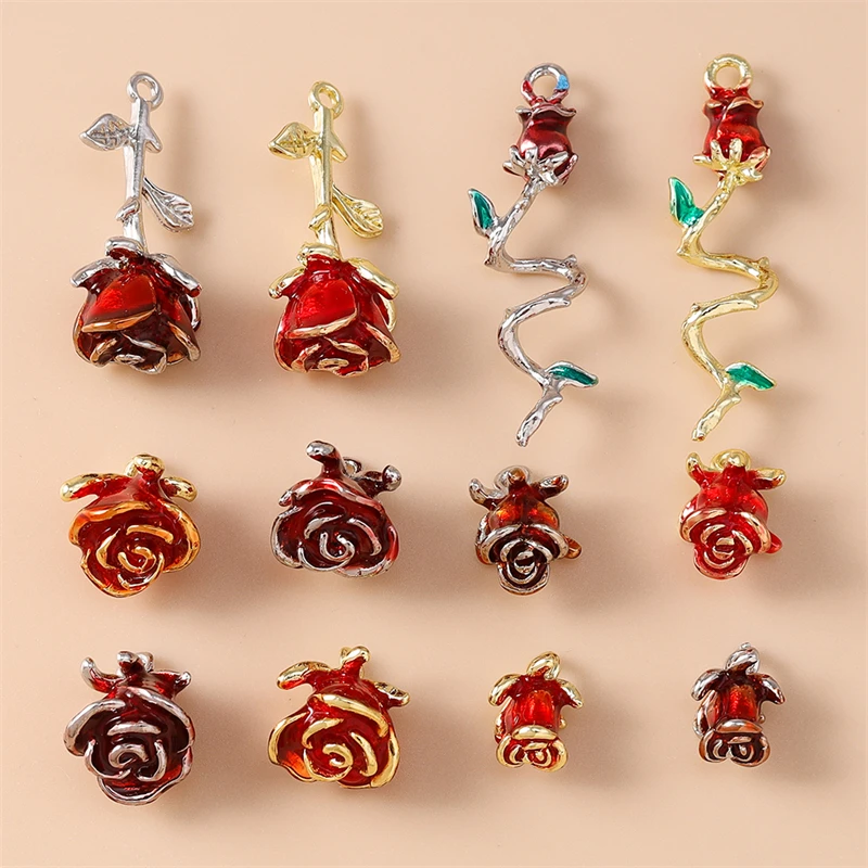 5 Stück niedliche, bunte Metallblumen-Anhänger für die Schmuckherstellung, Ohrringe, Halsketten, Armbänder, DIY-Handarbeitszubehör – Detail 7