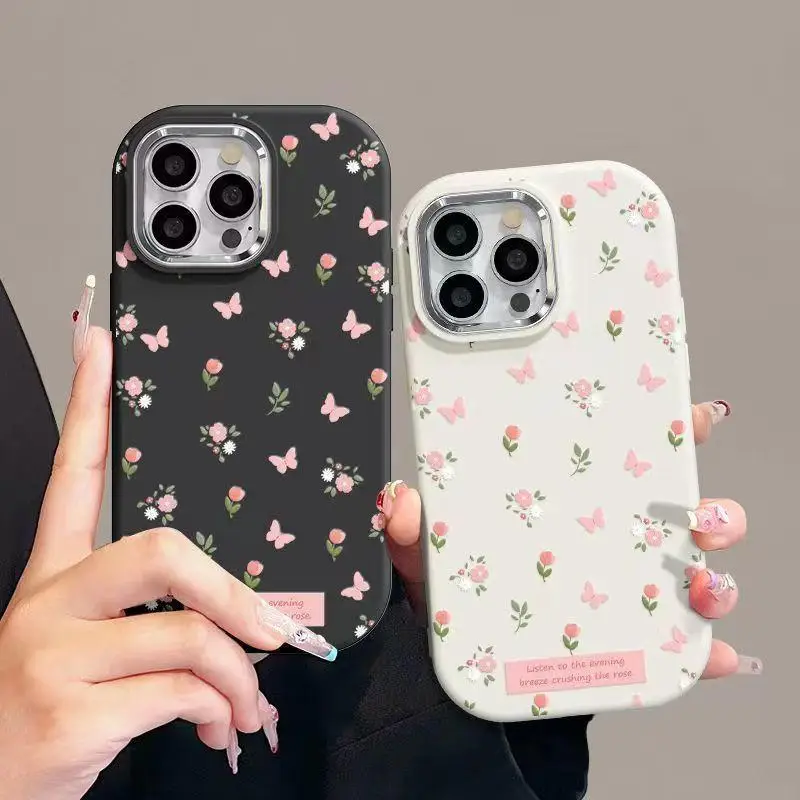 Pink Flowers Butterfly Case for OPPO A98 A78 A58 5G A17 A16 A57 A77 A31 A5 A9 2020 A53 A54 A52 A92 A93 A74 A3S F11 Pro F19 Cover