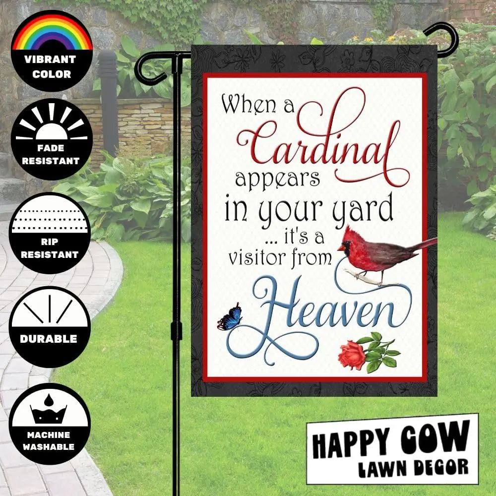 Cardinal in Your Yard Bereavement Double-Sided Garden Flag 12x18 Fall Yard Decor, Outdoor Garden Welcome Flag for Lawn, Patio Si