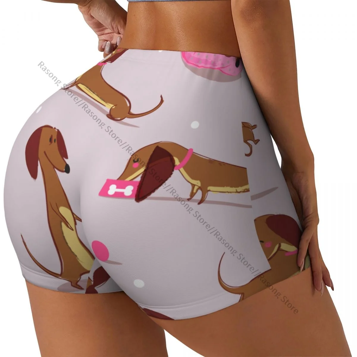 

Шорты для йоги из спандекса для женщин, шорты для тренировок с милой мультяшной таксой