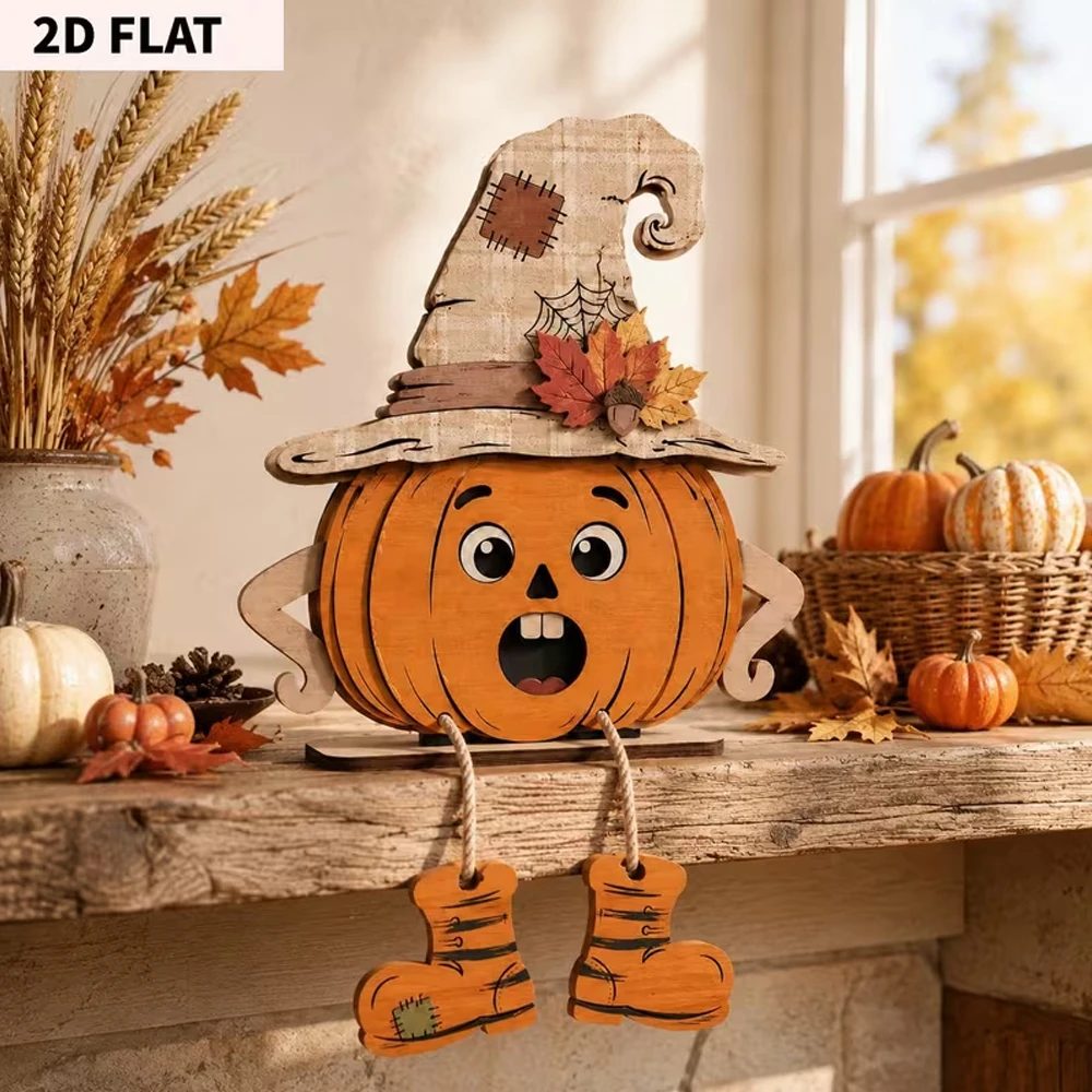 2D Flat Wooden Printed Decorations, 3 Pieces, Halloween and Autumn Wooden Decorative Plaques, Christmas, Wall Decorations, Party Decorations, Perfect Holiday Gifts, Tabletop Decorations, Suitable for All Settings, Comes with a Base for Placement, Creative Design, Home Decorations, Decorative Signs and Plaques