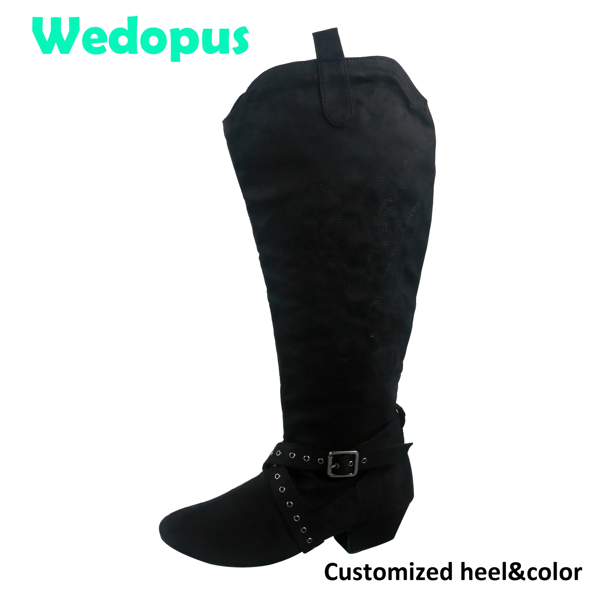 

Wedopus 6 Colors Urban Charm Indoor Black Dance Boots Women Suede Sole Long Boots Dance Customized Heel