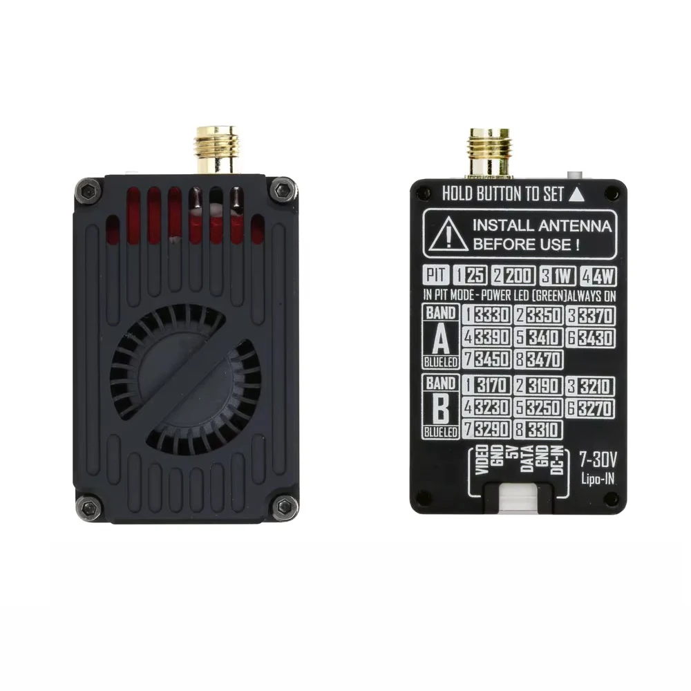 RUSHFPV 3.3G 4W VTX Video Transmitter With RHCP 1.85dBi SMA Transmitting VRX Module For RC Long Rang Racer FPV Drone
