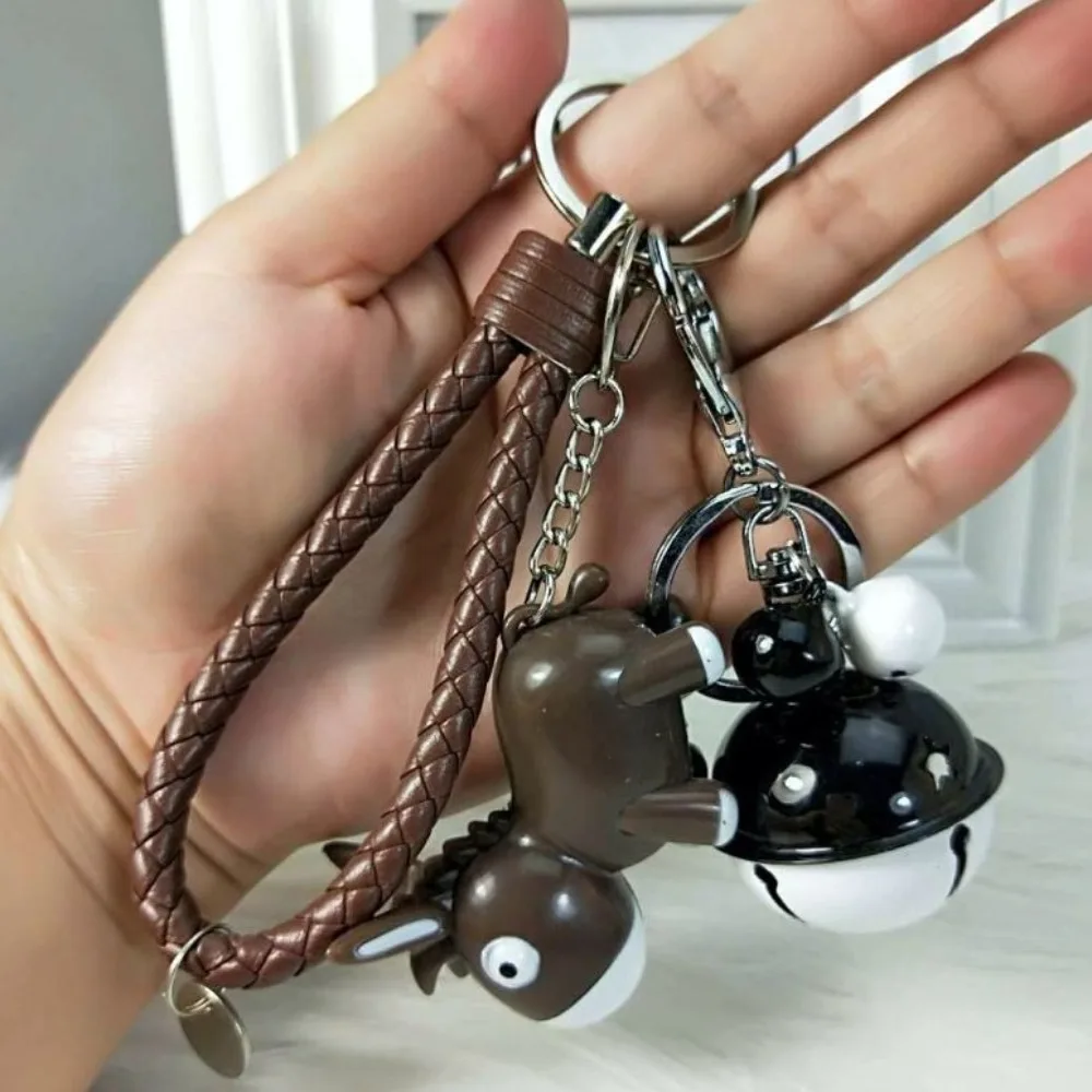 Cute Donkey Sounding Key Ring Sound Effect Mini Donkey Luminous Keychain LED Light with Bell Sound-producing Car Key Chain