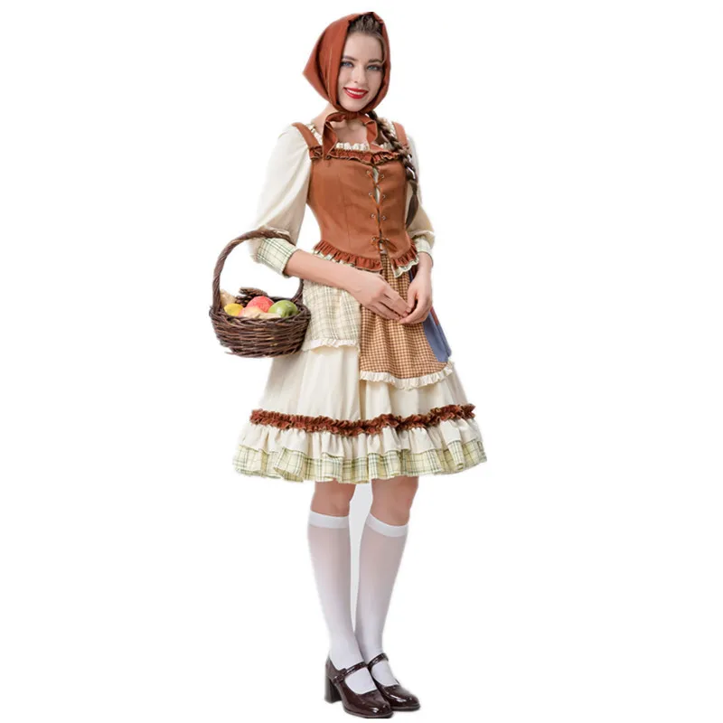 Cottagecore vestido shepherdsess vintage para mulheres, colete estilo Lolita, traje de Halloween